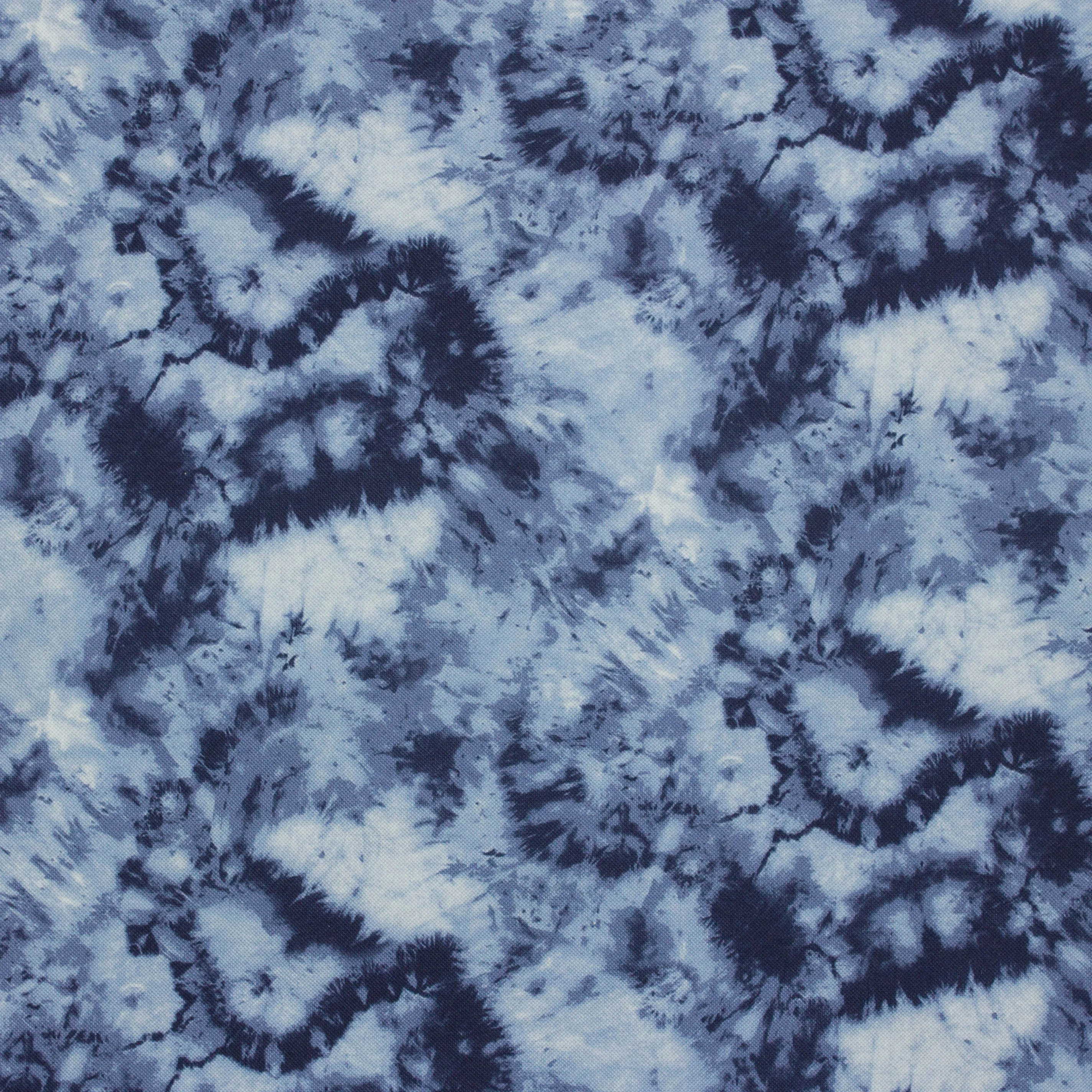 Piqué katoen blauw tie dye